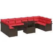 vidaXL Tuinbank Set 11 st Bruin Poly rattan