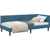 vidaXL Hoek Bed Frame met hoofdeinde Blauw 100 cm x 200 cm Fluweel