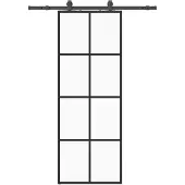 vidaXL Schuifdeur met beslag, zwart, 76x205 cm, veiligheidsglas