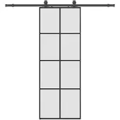 vidaXL Schuifdeur met beslag, zwart, 76x205 cm, veiligheidsglas