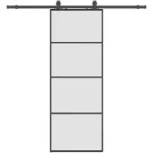 vidaXL Schuifdeur met beslagset 76x205 cm ESG glas zwart