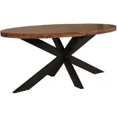 Lizzely Garden & Living Eettafel ovaal mangohout 160cm James bruin ovale industriële tafel duurzaam mango eetkamertafel
