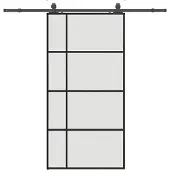 vidaXL Schuifdeur met beslagset 102,5x205 cm ESG glas zwart