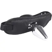 Kiotos leather Lederen Mondknevel met Metalen Buttplug
