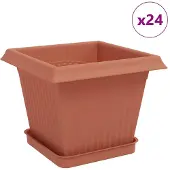 vidaXL Plantenpotten 24 st Baksteenrood Kunststof