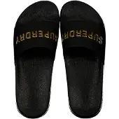 Superdry Premium Metallic Badslippers Black Grootte: 5-6