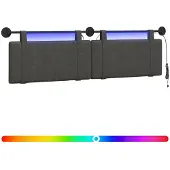 vidaXL Hangend hoofdbord Met LED-verlichting Zwart Antiek PU