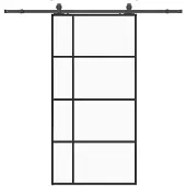 vidaXL Schuifdeur met beslagset 102,5x205 cm ESG glas zwart