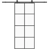 vidaXL Schuifdeur met beslagset 90x205 cm ESG glas zwart