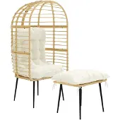 Outsunny Rattan Ei-stoel-PE-rattan, staal-76L x 65B x 147H cm-Beige