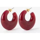 Sissy-Boy Donkerrode resin hoop oorbellen