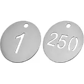 Combicraft RVS labels met uitgespaarde getallen 1 t/m 250