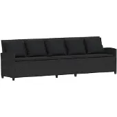 vidaXL Tuinbank 5-zits met kussens poly rattan zwart