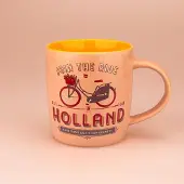 Matix Souvenir Mok - Beker Holland Fiets - Pastel Oranje-Geel - Gift