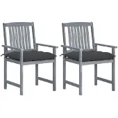 vidaXL Tuinstoelen 2 st met kussens massief acaciahout grijs