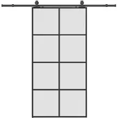 vidaXL Schuifdeur met beslagset 102,5x205 cm ESG glas zwart