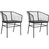 vidaXL Tuinstoelen 2 st met kussens poly rattan zwart