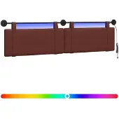 vidaXL Hangend hoofdbord Met LED-verlichting Glanzend Bruin Antiek PU