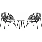 vidaXL Set tuinstoelen 3-delig poly rattan zwart