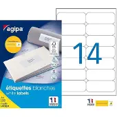 Agipa Universele etiketten, 99,1 x 38,1 mm, wit