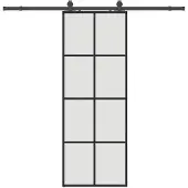 vidaXL Schuifdeur met beslag, zwart, 76x205 cm, veiligheidsglas