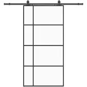 vidaXL Schuifdeur met beslagset 102,5x205 cm ESG glas zwart