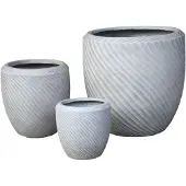 Ptmd Nikol Beige GRC Wave Pattern Pot Round Low SV3
