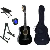 Lapaz 002 BK klassieke gitaar 3/4-formaat zwart + accessoires