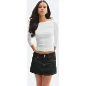 Gina Tricot  - Glow low mini skirt - Spijkerrokken - Blauw - 34 - Dames