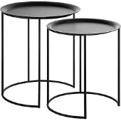 Beliani TWINS - Bijzettafel set van 2 - Zwart - Metaal