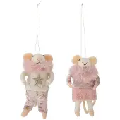 Bloomingville Kerstornament wol rose Peo - set van 2