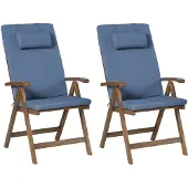 Beliani AMANTEA PREMIUM - Tuinstoel set van 2 - Blauw - Acaciahout