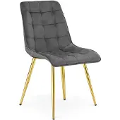Leobert Eetkamerstoel SPLIT – Modern design – Donkergrijs fluweel – Gouden poten