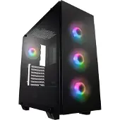FSP ATX CMT512 , Mid-Tower behuizing met zijpaneel van gehard glas, 2x USB3.0 poorten, HD audio, ARGB-verlichting, 4x 120mm ventilatoren, zwart
