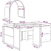 vidaXL Bed met Tunnel 3 st Wit en zwart Bewerkt hout