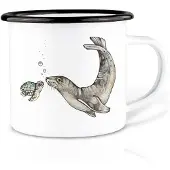 Ligarti Mok emaille - ocean meeting (zeeleeuw en schildpad) -