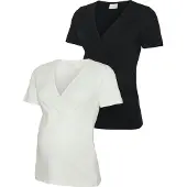 Mamalicious Shirt 'MLKerrie Tess' zwart / wit