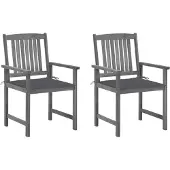 vidaXL Tuinstoelen 2 st met kussens massief acaciahout grijs