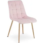 OSKAR Eetkamerstoel SPLIT – Modern design – Lichtroze fluweel – Eiken poten