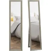 HOMCOM Volledig Lichaamsspiegel-MDF, Glas-37L x 3,8B x 157H cm-Grijs
