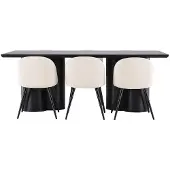 Ebuy24 Olivia eethoek tafel 100x210cm en 6 velours stoelen zwart.