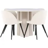 Ebuy24 Olivia eethoek tafel Ø110cm en 4 velours stoelen beige.