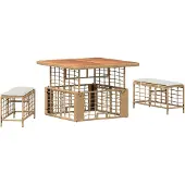 vidaXL Tuin Eettafel Set 3 st Natuurlijk en Wit