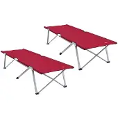 vidaXL Opvouwbaar Campingbed 2 pcs Rood 194 x 62,5 x 42,5 cm