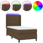 vidaXL Boxspring met matras en LED stof donkerbruin 160x200 cm