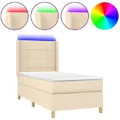 vidaXL Boxspring met matras en LED stof crèmekleurig 160x200 cm