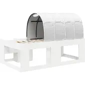 vidaXL Bed met Tunnel met plank met opslag 3 st Wit Bewerkt hout
