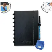 Correctbook A5 Uitwisbaar Notitieboek – Ink Black Kunstleer Hardcover – Blanco – Herbruikbaar schrift – Inclusief pen & wisdoekje – Aanvulbaar met extra pagina’s