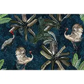 Karo-art 520cm X 318cm - Fotobehang - Kraanvogels tussen bladeren, premium print, inclusief behanglijm