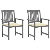 vidaXL Tuinstoelen 2 st met kussens massief acaciahout grijs